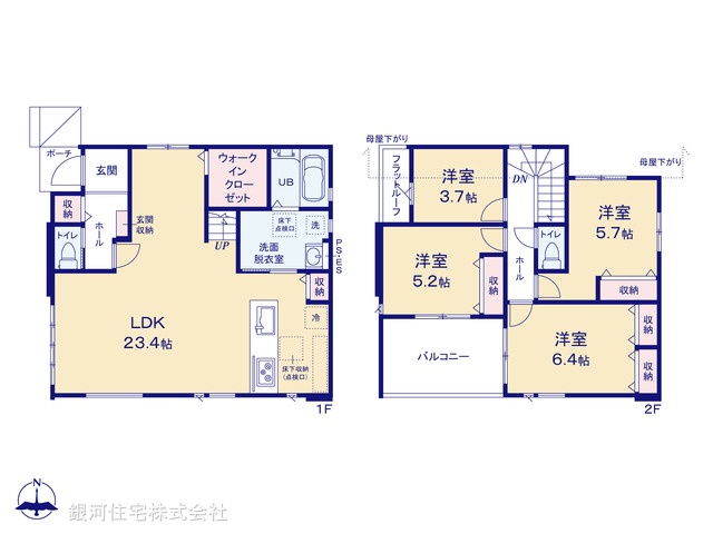 G00384316 千葉県我孫子市湖北台５丁目 新築一戸建て 3799万円【間取図】