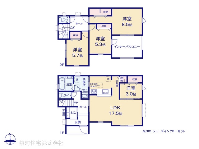 G00384344 埼玉県川越市大字的場 新築一戸建て 3380万円【間取図】