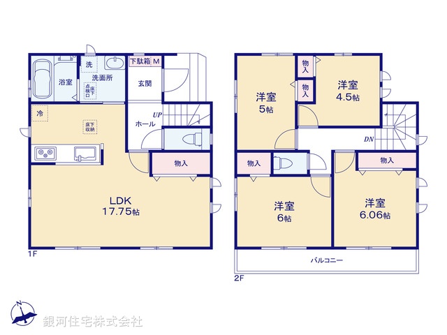 G00384346 千葉県千葉市花見川区浪花町 新築一戸建て 4790万円【間取図】