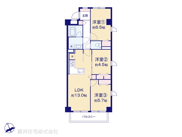 G00384388 千葉県松戸市新松戸５丁目 中古マンション 2490万円【間取図】