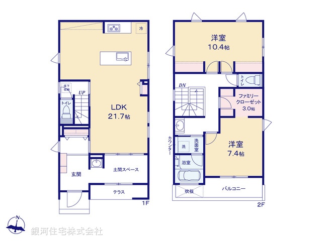 G00384393 千葉県市川市柏井町１丁目 新築一戸建て 5498万円【間取図】