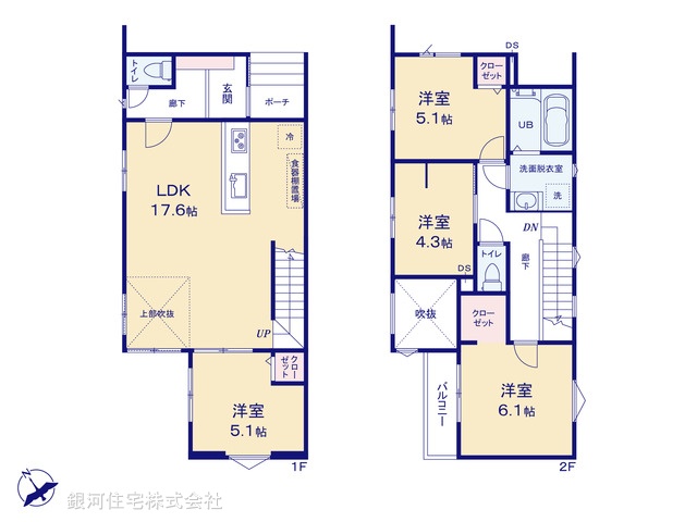 G00384474 千葉県千葉市美浜区幕張西６丁目 新築一戸建て 4980万円 土地面積105.01m² (約31.76坪) 建物面積95.64m² (約28.93坪) 間取り４ＬＤＫ 築年月2026年01月【間取図】
