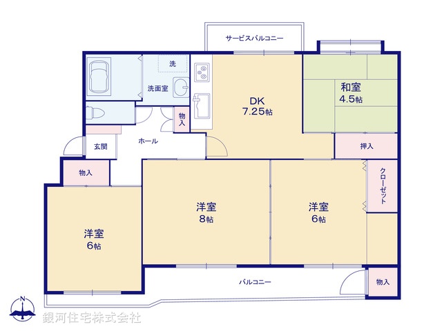 G00384525 千葉県千葉市花見川区柏井１丁目 中古マンション 1380万円【間取図】