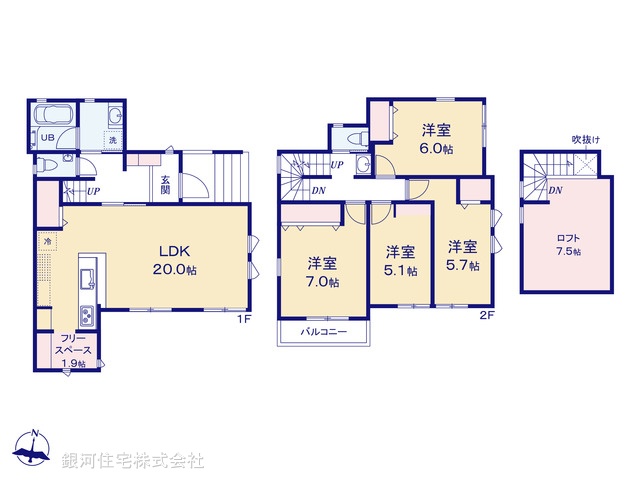 G00384714 神奈川県横浜市鶴見区駒岡４丁目 新築一戸建て 5980万円【間取図】