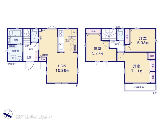 G00384770 東京都昭島市美堀町２丁目 新築一戸建て 3380万円【間取図】