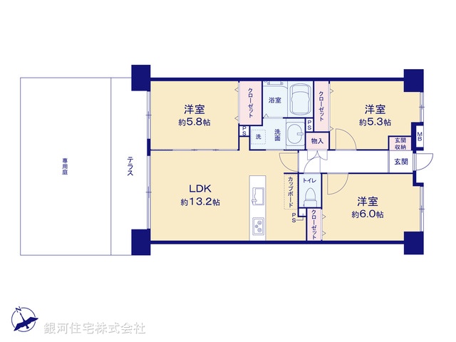 G00384842 埼玉県戸田市本町３丁目 中古マンション 3898万円【間取図】