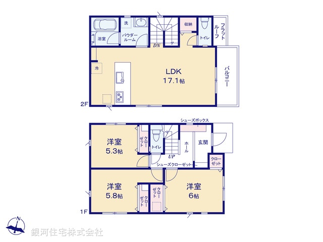 G00384853 神奈川県座間市入谷西５丁目 新築一戸建て 3480万円【間取図】