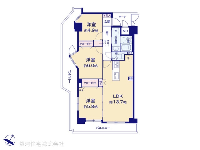 G00384863 神奈川県相模原市南区相南４丁目 中古マンション 3799万円【間取図】