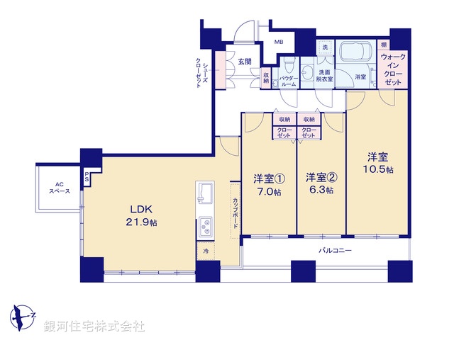 G00384962 東京都港区台場２丁目 中古マンション 2億5990万円【間取図】