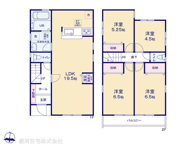 G00385157 埼玉県川口市南鳩ヶ谷７丁目 新築一戸建て 4680万円【間取図】