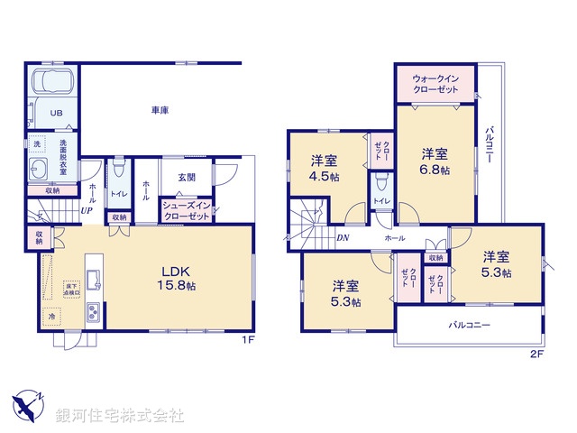 G00385163 千葉県柏市南逆井４丁目 新築一戸建て 4280万円【間取図】
