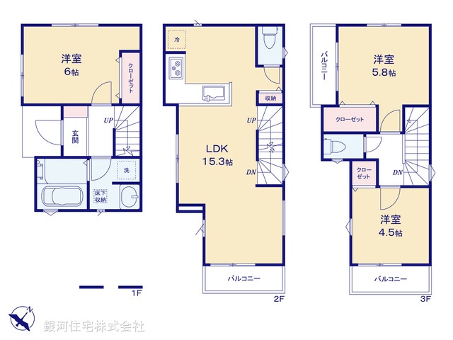 G00385170 埼玉県さいたま市浦和区上木崎６丁目 新築一戸建て 4180万円【間取図】