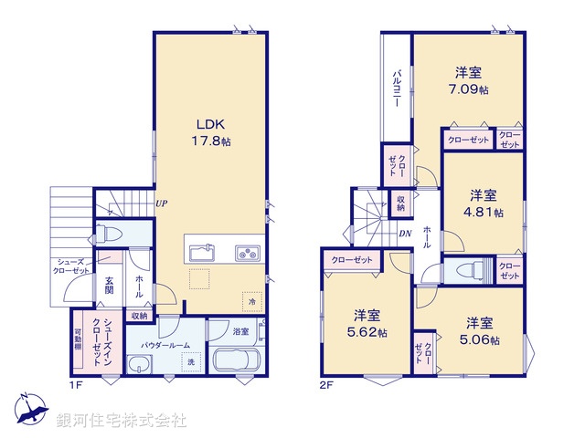 G00385176 神奈川県川崎市中原区井田３丁目 新築一戸建て 5780万円【間取図】