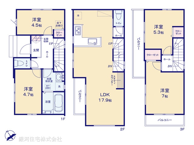 G00385424 千葉県船橋市前原西６丁目 新築一戸建て 4399万円【間取図】