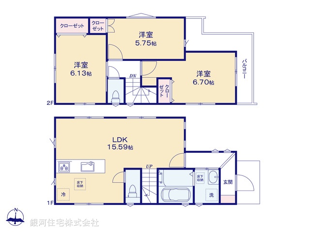 G00385585 東京都杉並区阿佐谷北６丁目 新築一戸建て 7680万円【間取図】