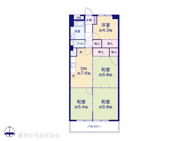 G00385664 東京都府中市寿町１丁目 中古マンション 2680万円【間取図】