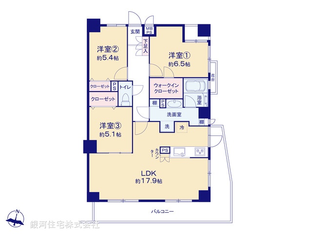 G00385666 東京都板橋区赤塚８丁目 中古マンション 4790万円【間取図】