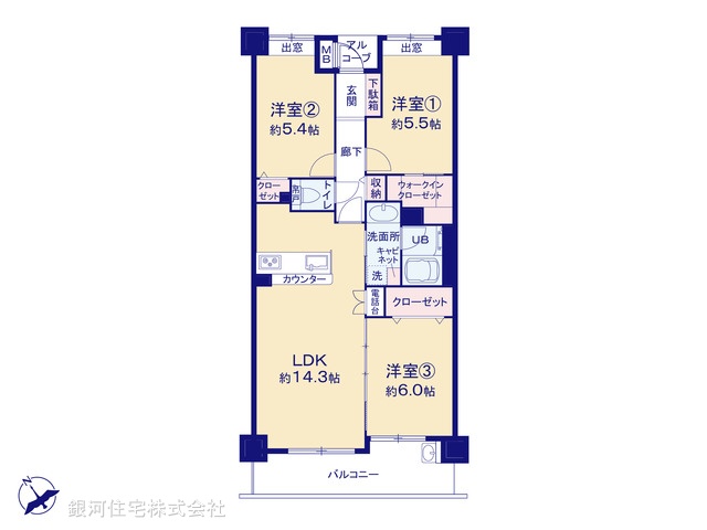 G00385735 東京都多摩市連光寺２丁目 中古マンション 3180万円【間取図】
