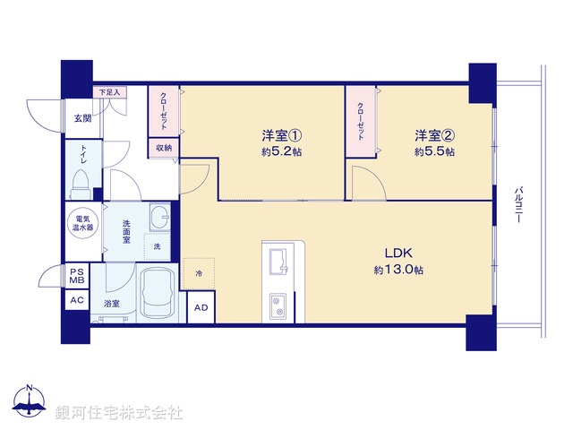 G00385914 東京都品川区東品川３丁目 中古マンション 4790万円【間取図】