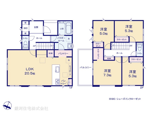 G00385952 神奈川県横浜市港南区笹下７丁目 新築一戸建て 5990万円【間取図】