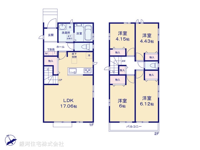 G00386076 東京都昭島市拝島町２丁目 新築一戸建て 3890万円【間取図】