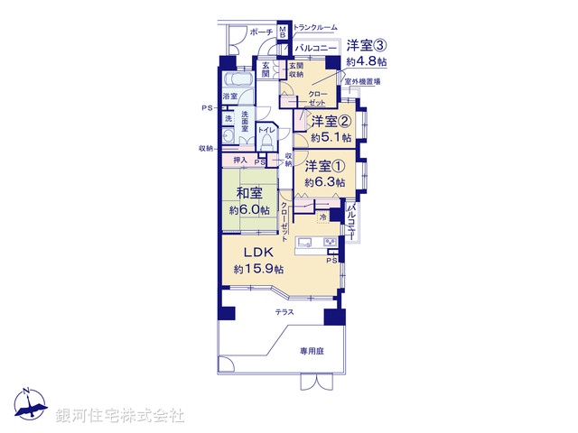 G00386319 神奈川県横浜市金沢区富岡東５丁目 中古マンション 2780万円【間取図】
