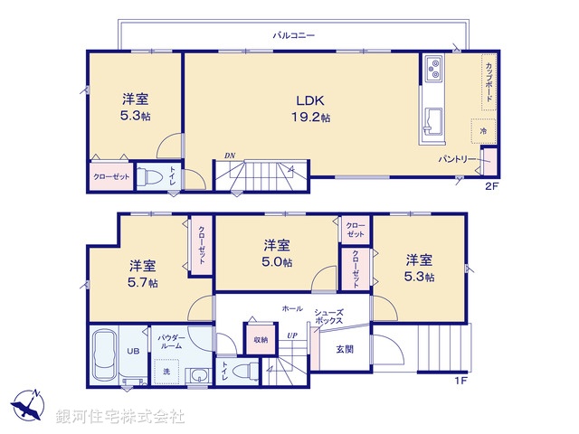 G00386335 神奈川県横浜市神奈川区西寺尾４丁目 新築一戸建て 5790万円【間取図】