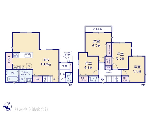 G00386336 神奈川県横浜市神奈川区西寺尾４丁目 新築一戸建て 5490万円【間取図】