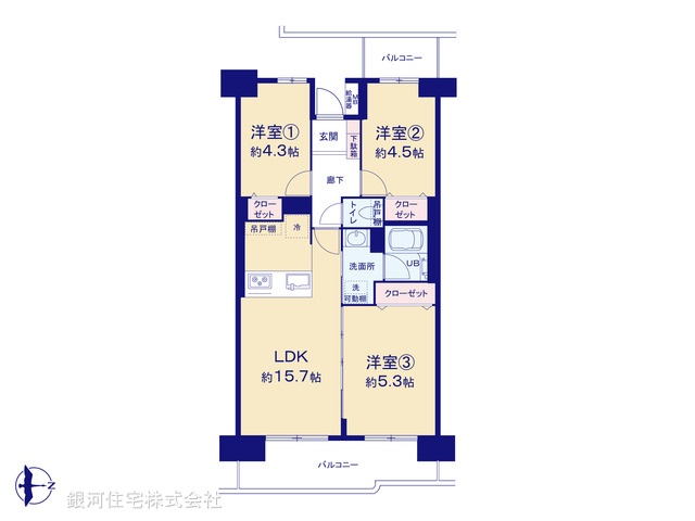 G00386404 埼玉県さいたま市北区日進町１丁目 中古マンション 2280万円【間取図】