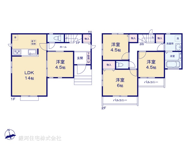 G00386633 千葉県船橋市東船橋５丁目 新築一戸建て 6390万円【間取図】