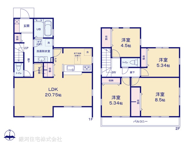 G00386685 神奈川県伊勢原市上粕屋 新築一戸建て 3680万円【間取図】