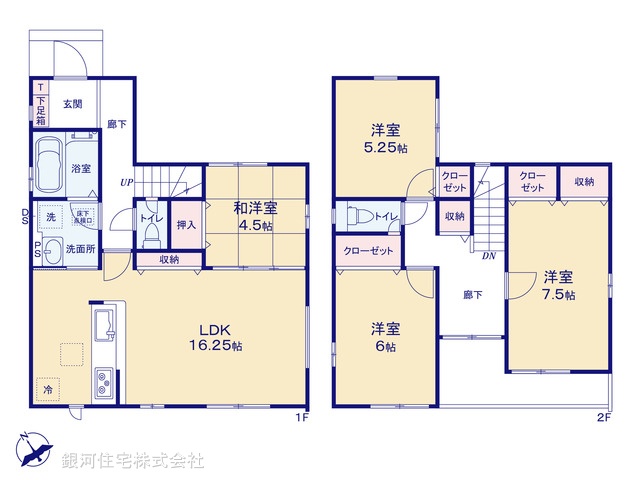 G00387119 千葉県船橋市松が丘１丁目 新築一戸建て 3490万円【間取図】