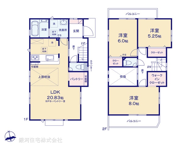G00387182 神奈川県横浜市中区本郷町３丁目 新築一戸建て 7580万円【間取図】
