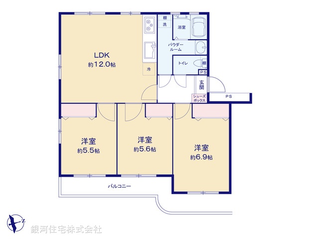 G00387257 神奈川県横浜市南区永田東２丁目 中古マンション 2880万円【間取図】