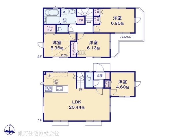 G00387290 東京都杉並区本天沼２丁目 新築一戸建て 8480万円【間取図】