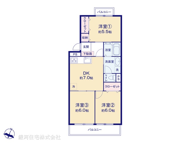 G00387336 神奈川県横浜市港南区港南４丁目 中古マンション 1890万円【間取図】