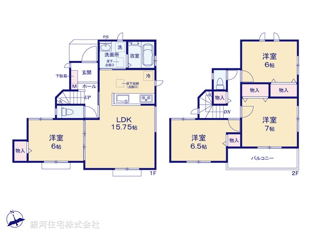 G00387337 埼玉県さいたま市見沼区東大宮６丁目 新築一戸建て 5390万円【間取図】
