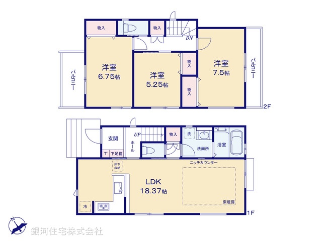 G00387406 神奈川県藤沢市鵠沼海岸７丁目 新築一戸建て 6998万円【間取図】