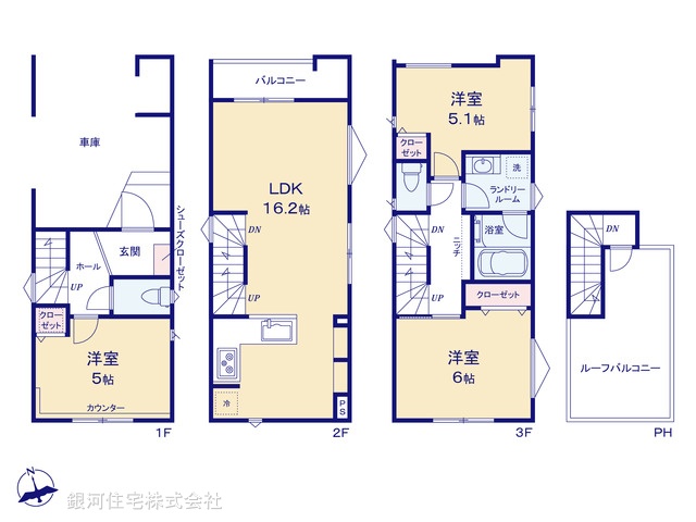 G00387455 神奈川県横浜市西区西戸部町２丁目 新築一戸建て 4580万円【間取図】