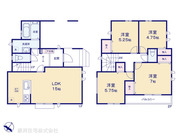 G00387730 東京都西東京市西原町５丁目 新築一戸建て 4630万円【間取図】