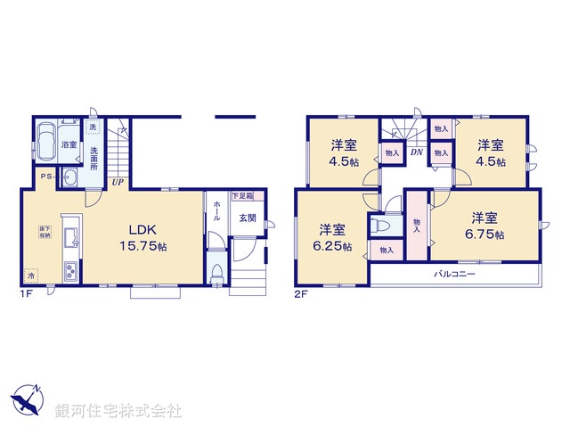 G00387731 東京都西東京市西原町５丁目 新築一戸建て 4780万円【間取図】