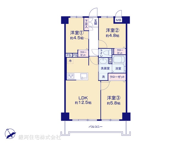 G00387756 埼玉県春日部市中央５丁目 中古マンション 2499万円【間取図】