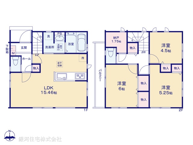 G00387769 千葉県船橋市夏見３丁目 新築一戸建て 6090万円【間取図】