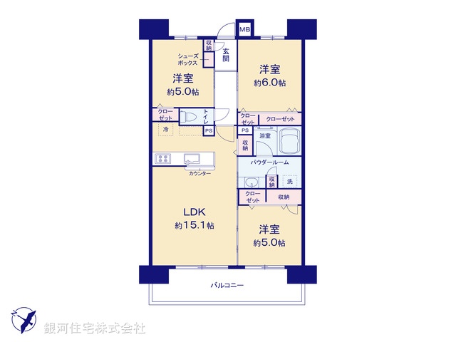 G00387778 埼玉県さいたま市北区大成町４丁目 中古マンション 4498万円【間取図】