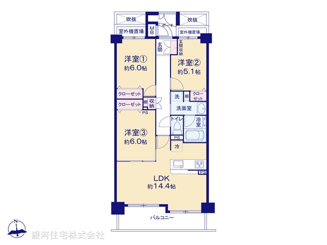 G00387803 神奈川県横浜市鶴見区江ヶ崎町 中古マンション 3990万円【間取図】