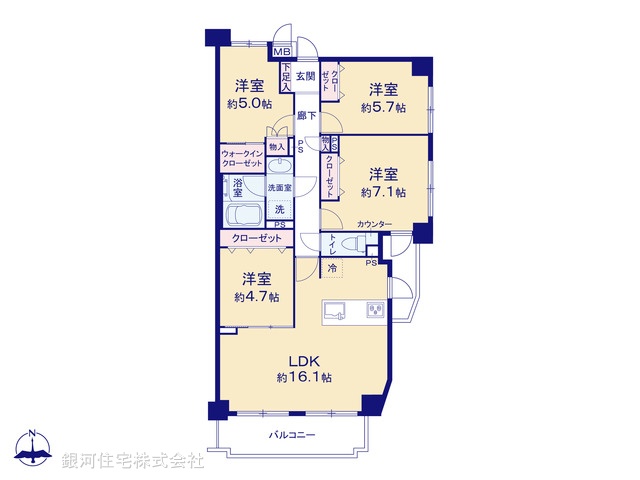 G00387843 神奈川県川崎市多摩区宿河原１丁目 中古マンション 7599万円【間取図】