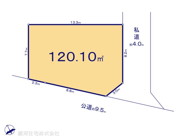G00387869 埼玉県三郷市早稲田８丁目 土地 3080万円【区画図】