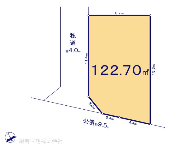 G00387871 埼玉県三郷市早稲田８丁目 土地 3080万円【区画図】