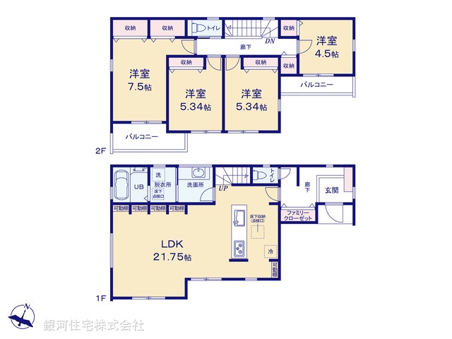 G00388011 神奈川県横浜市緑区長津田１丁目 新築一戸建て 8980万円【間取図】