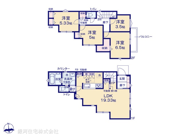 G00388145 東京都調布市深大寺南町５丁目 新築一戸建て 5980万円【間取図】